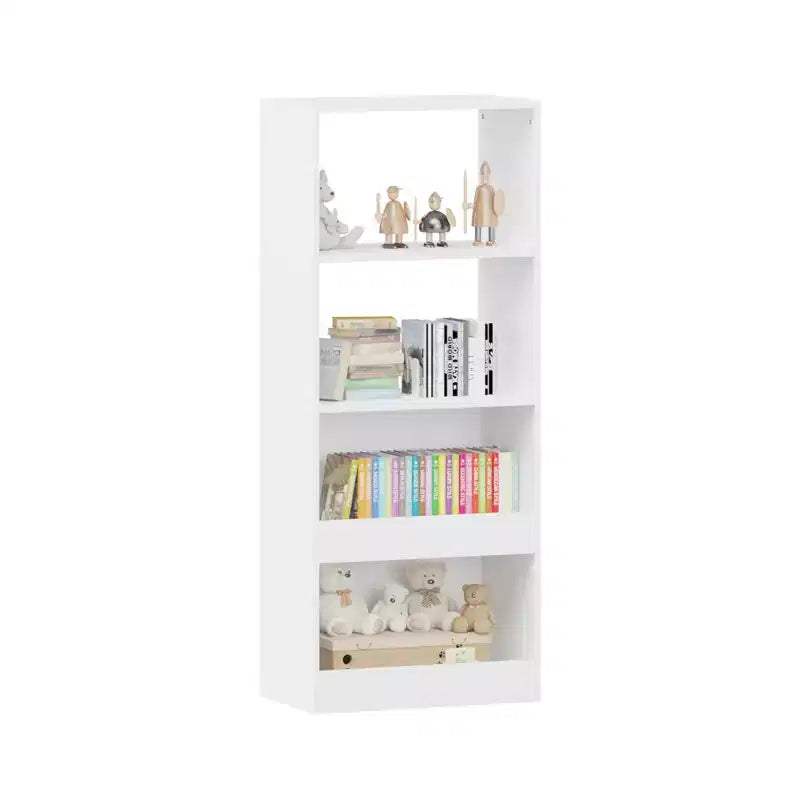 Okak Minimalism Kids Bookshelf, Storage Shelves with 4-Tier, Toy Storage case for Kids Room, Living Room, Playroom, White