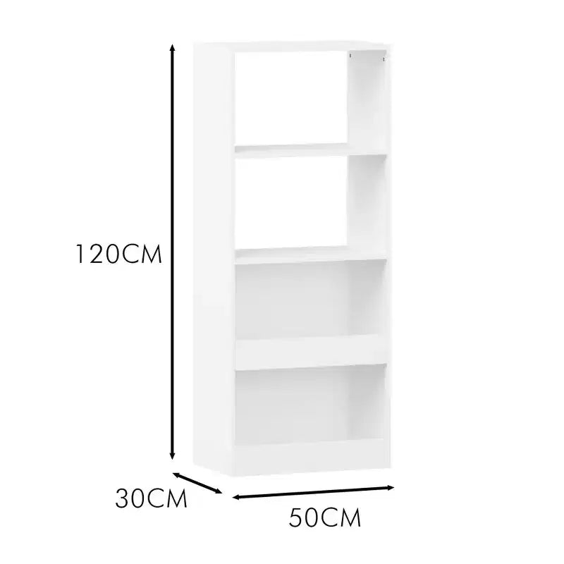 Okak Minimalism Kids Bookshelf, Storage Shelves with 4-Tier, Toy Storage case for Kids Room, Living Room, Playroom, White