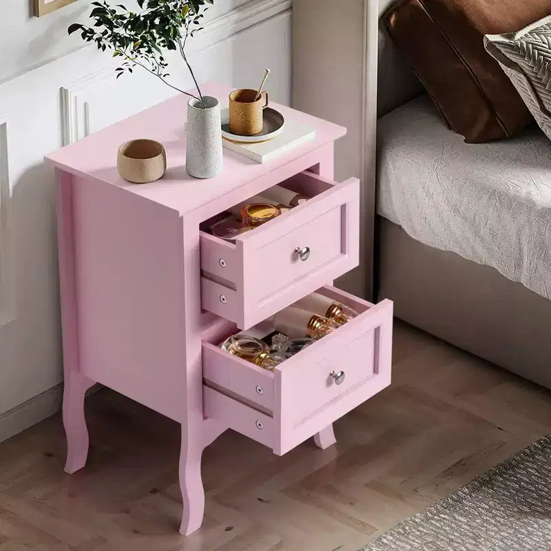Karl Home 2-Drawer Pink MDF (Medium-Density Fiberboard) 15.75in. W Nightstands