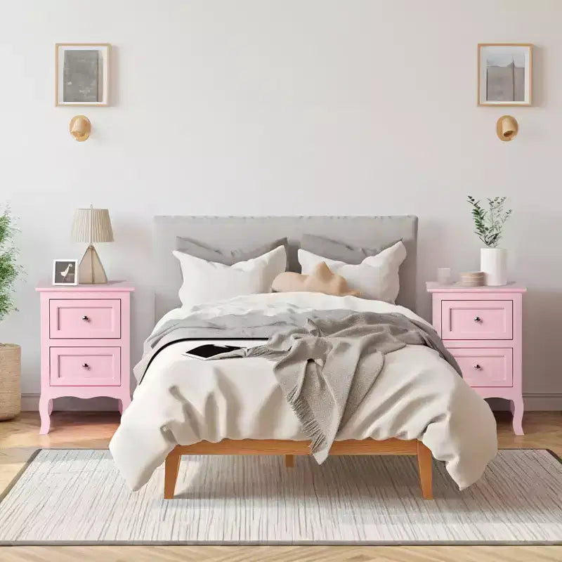 Karl Home 2-Drawer Pink MDF (Medium-Density Fiberboard) 15.75in. W Nightstands