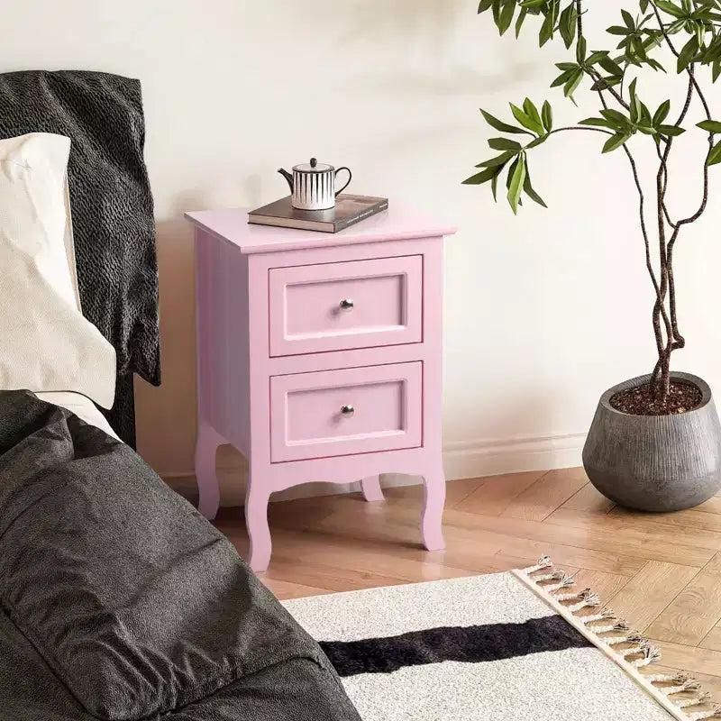 Karl Home 2-Drawer Pink MDF (Medium-Density Fiberboard) 15.75in. W Nightstands