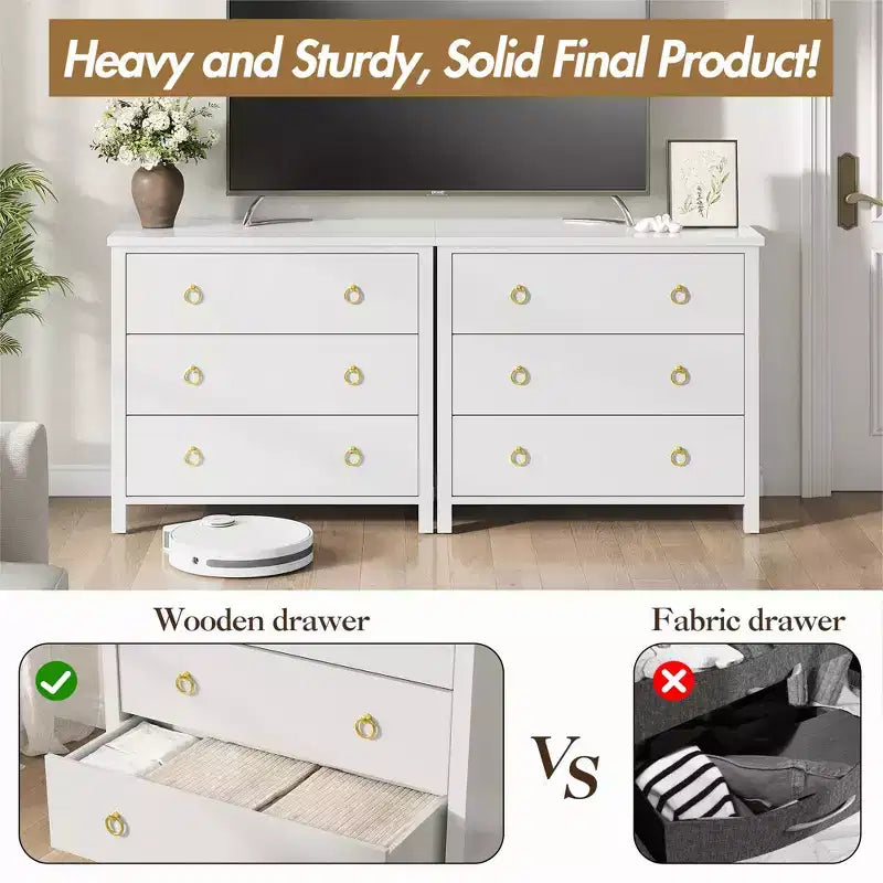 7-Drawer Dresser,Modern Wooden Storage Chest of Drawers,Dresser TV Stand,Wood Drawer Organizer with Handles for Bedroom,Living Room,Hallway,White