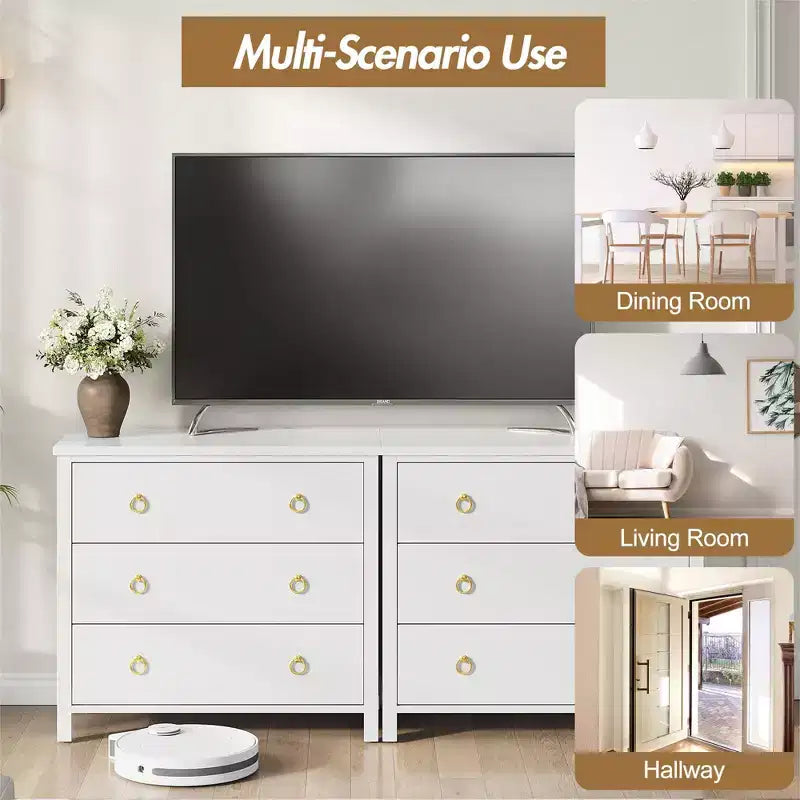 7-Drawer Dresser,Modern Wooden Storage Chest of Drawers,Dresser TV Stand,Wood Drawer Organizer with Handles for Bedroom,Living Room,Hallway,White