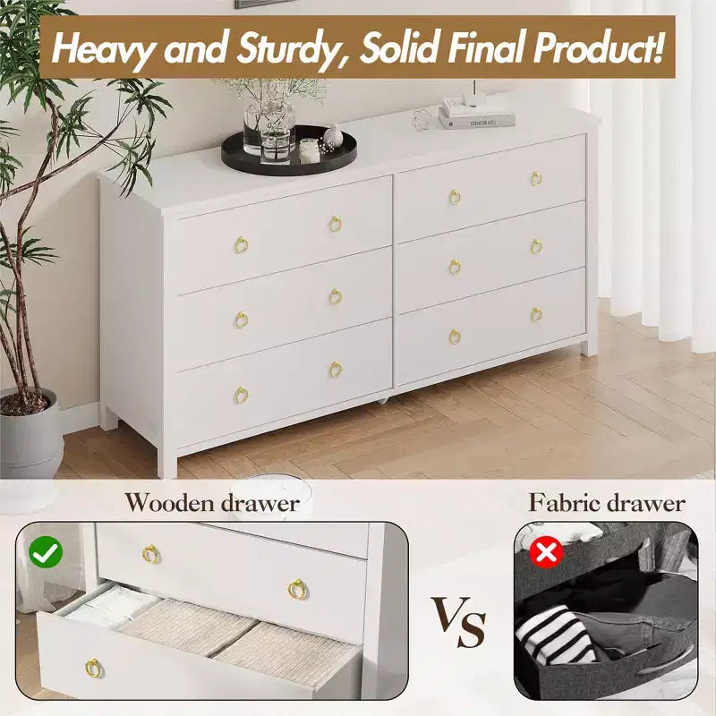 7-Drawer Dresser,Modern Wooden Storage Chest of Drawers,Dresser TV Stand,Wood Drawer Organizer with Handles for Bedroom,Living Room,Hallway,White