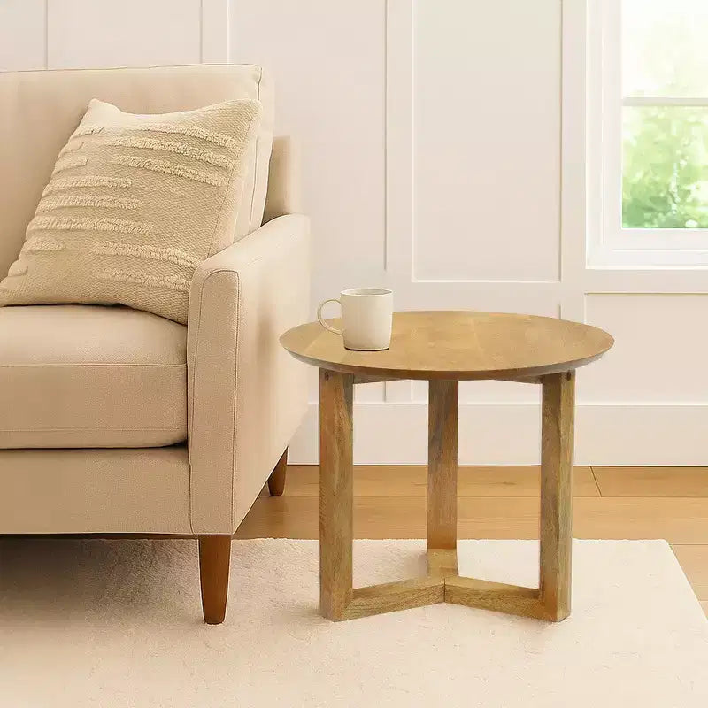 Royal Hampton 18.5 Round Handcrafted Side End Table | Mango Wood