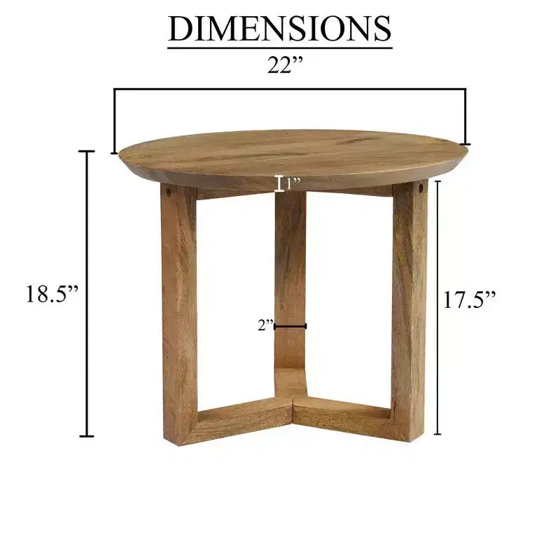 Royal Hampton 18.5 Round Handcrafted Side End Table | Mango Wood
