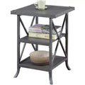 HomeStock Belmont End Table with Spacious Top, Open Bottom Shelf, Powder Coated Metal Frame and Rustic Modern Design