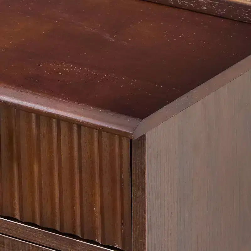 Homy Casa Vanity Table with LED Mirror Storage Hutch and Stool for Bedroom or Dressing Area, Walnut