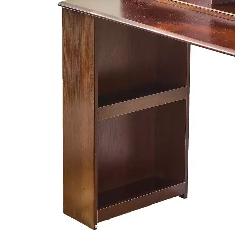 Homy Casa Vanity Table with LED Mirror Storage Hutch and Stool for Bedroom or Dressing Area, Walnut
