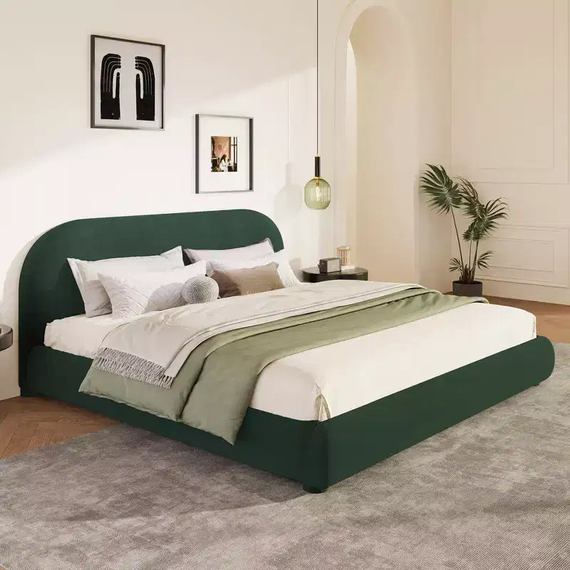 Christopher Knight Home Emilia Modern Upholstered Platform Bed with Curved Headboard