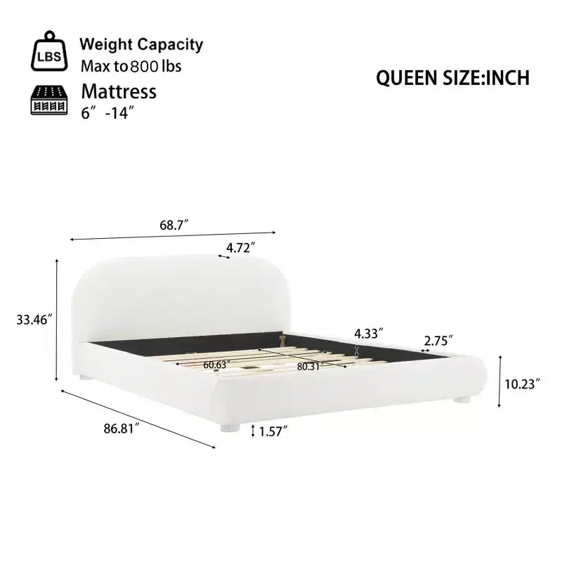 Christopher Knight Home Emilia Modern Upholstered Platform Bed with Curved Headboard
