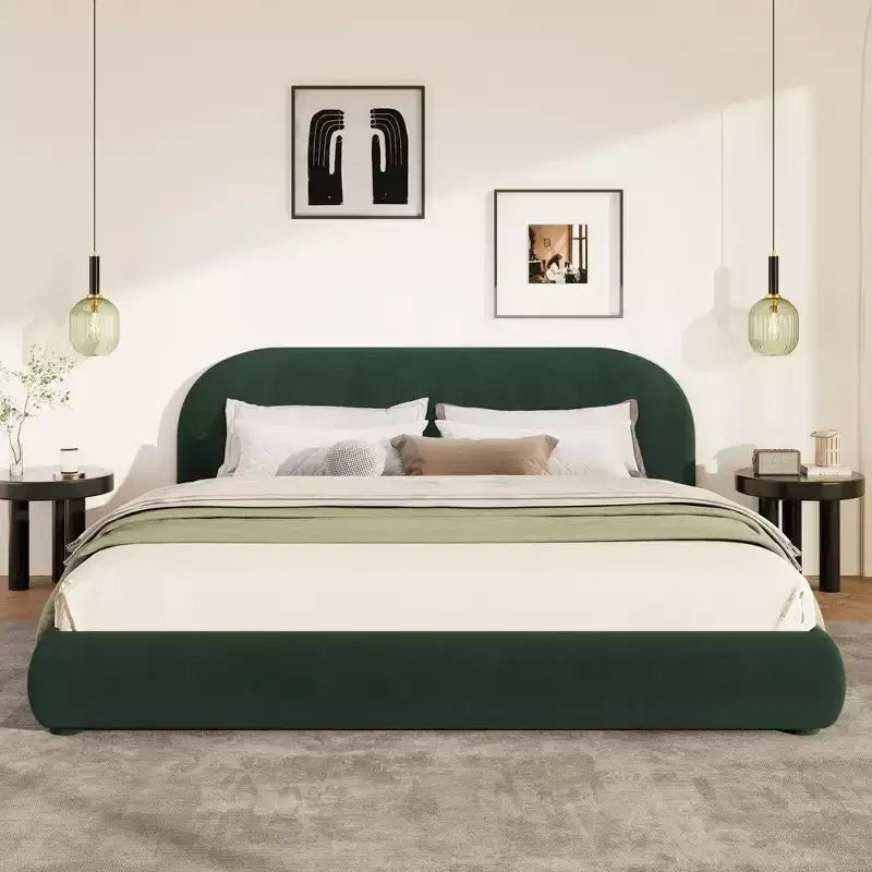 Christopher Knight Home Emilia Modern Upholstered Platform Bed with Curved Headboard