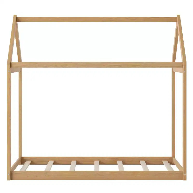 Bellemave House Bed for Kids, Twin Floor Bed, Pine Wood House Floor Bed, Montessori Bed for Kids, Wood ColorPine Wood