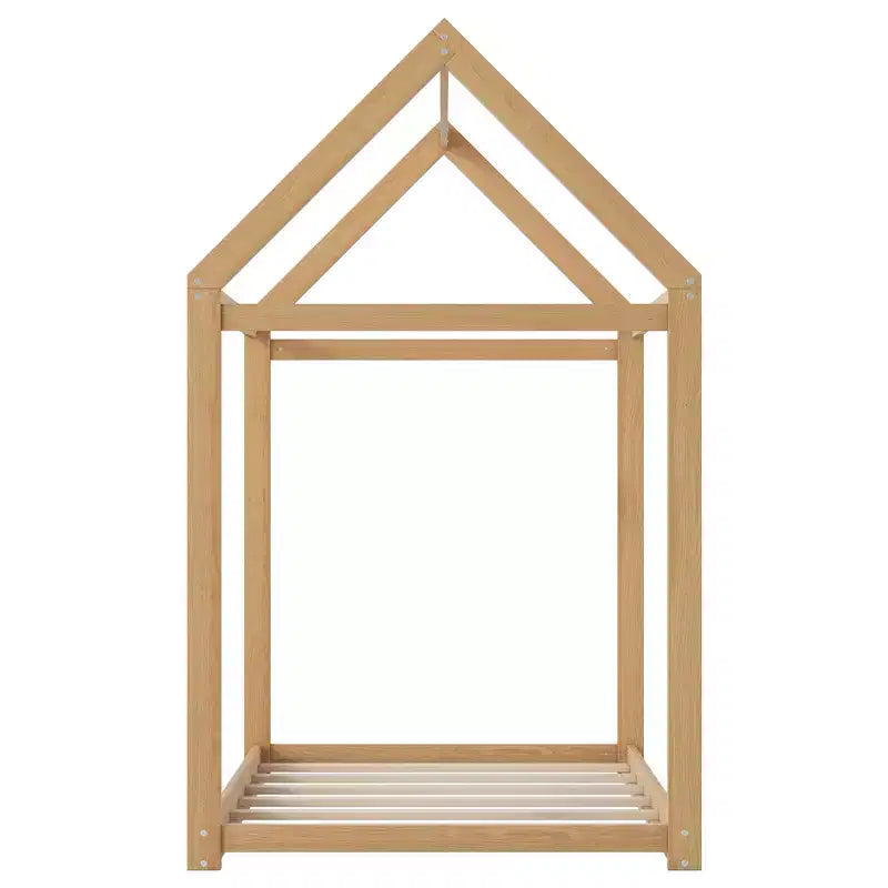Bellemave House Bed for Kids, Twin Floor Bed, Pine Wood House Floor Bed, Montessori Bed for Kids, Wood ColorPine Wood