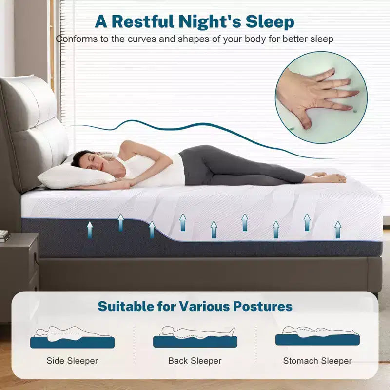 Dyonery Firm Memory Foam Mattress Twin XL Size Premier Cooling Green Tea/Gel Bed-Mattress