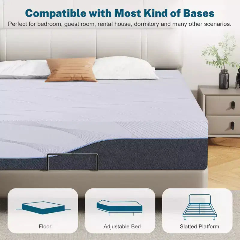 Dyonery Firm Memory Foam Mattress Twin XL Size Premier Cooling Green Tea/Gel Bed-Mattress
