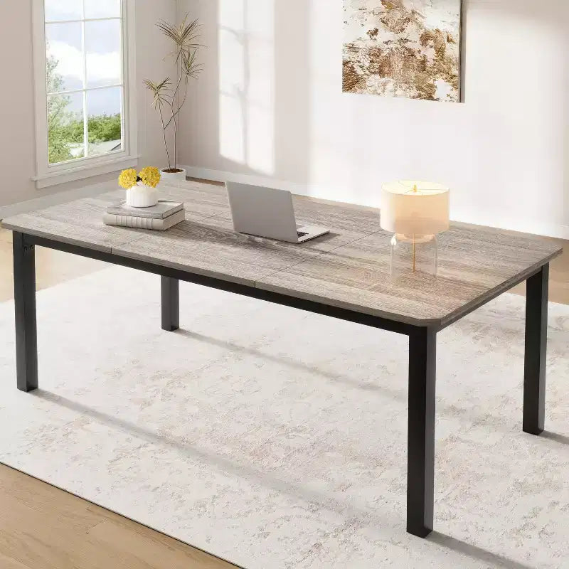 COZONY 78.7 Large Rectangular Dining Table for 6-8, Industrial Wood Kitchen Table with Sturdy Metal Frame for Dining Room, Restaurant (No Chairs)