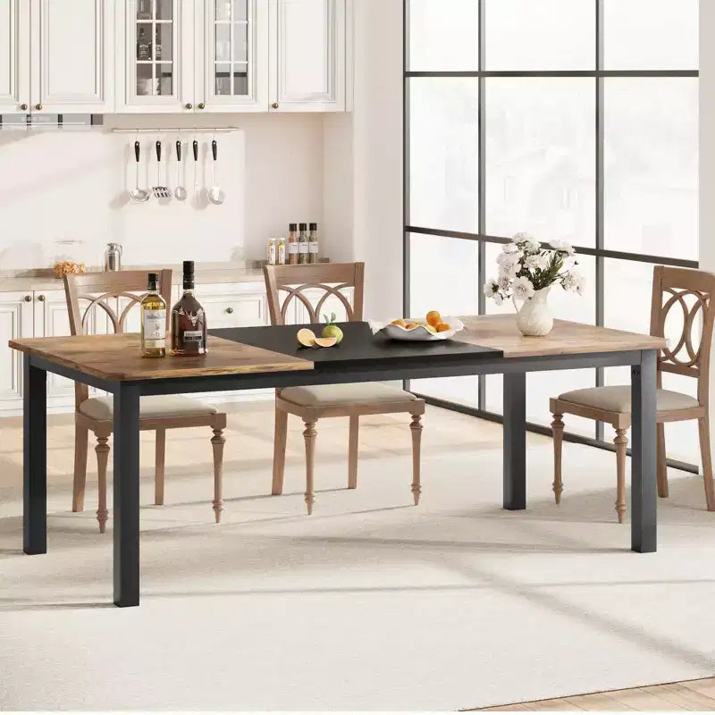 COZONY 78.7 Large Rectangular Dining Table for 6-8, Industrial Wood Kitchen Table with Sturdy Metal Frame for Dining Room, Restaurant (No Chairs)