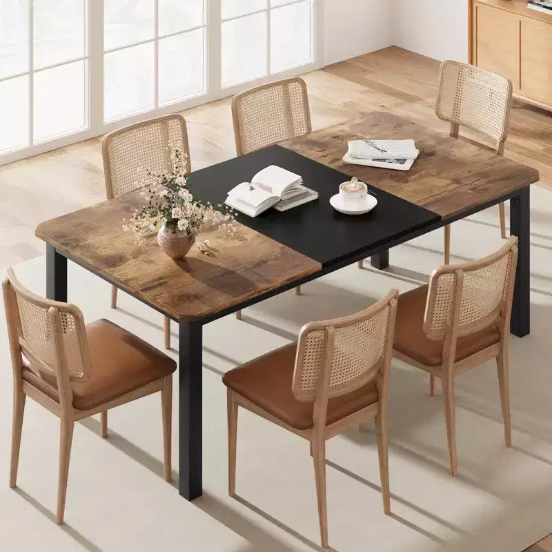 COZONY 78.7 Large Rectangular Dining Table for 6-8, Industrial Wood Kitchen Table with Sturdy Metal Frame for Dining Room, Restaurant (No Chairs)