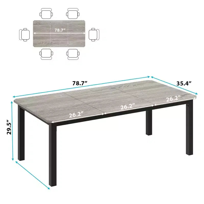 COZONY 78.7 Large Rectangular Dining Table for 6-8, Industrial Wood Kitchen Table with Sturdy Metal Frame for Dining Room, Restaurant (No Chairs)
