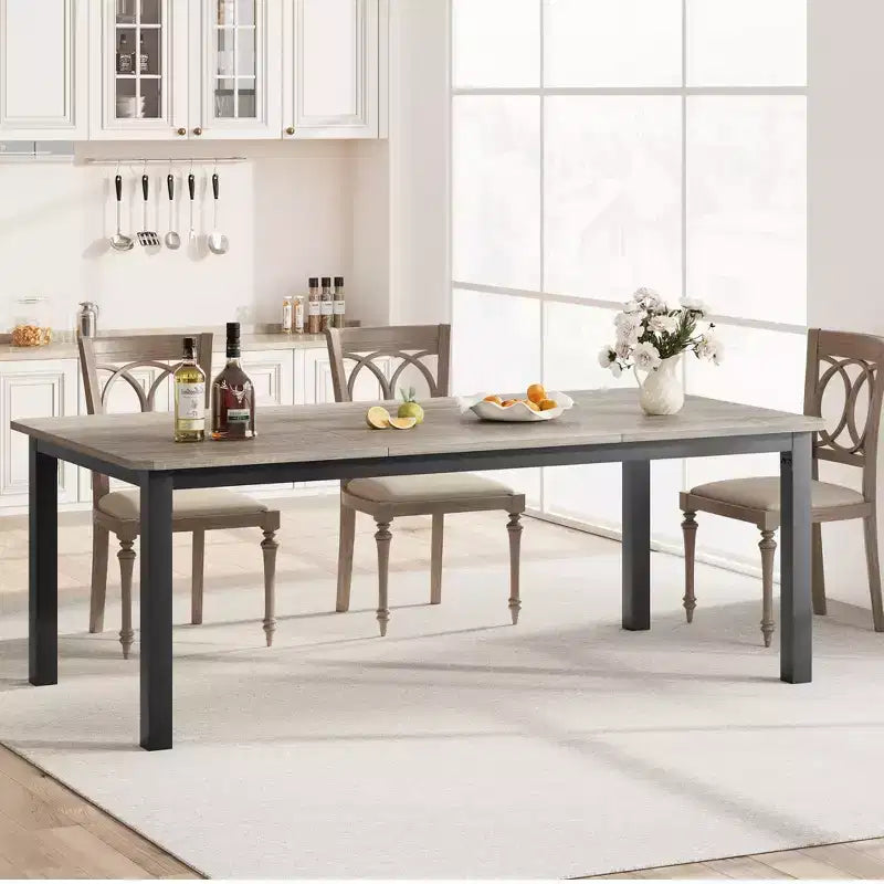 COZONY 78.7 Large Rectangular Dining Table for 6-8, Industrial Wood Kitchen Table with Sturdy Metal Frame for Dining Room, Restaurant (No Chairs)