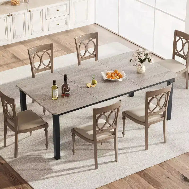 COZONY 78.7 Large Rectangular Dining Table for 6-8, Industrial Wood Kitchen Table with Sturdy Metal Frame for Dining Room, Restaurant (No Chairs)