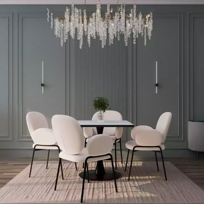 LeisureMod Bristol Square Dining Table with MDF Top and Black Steel Pedestal Base for Modern Kitchen and Dining Room