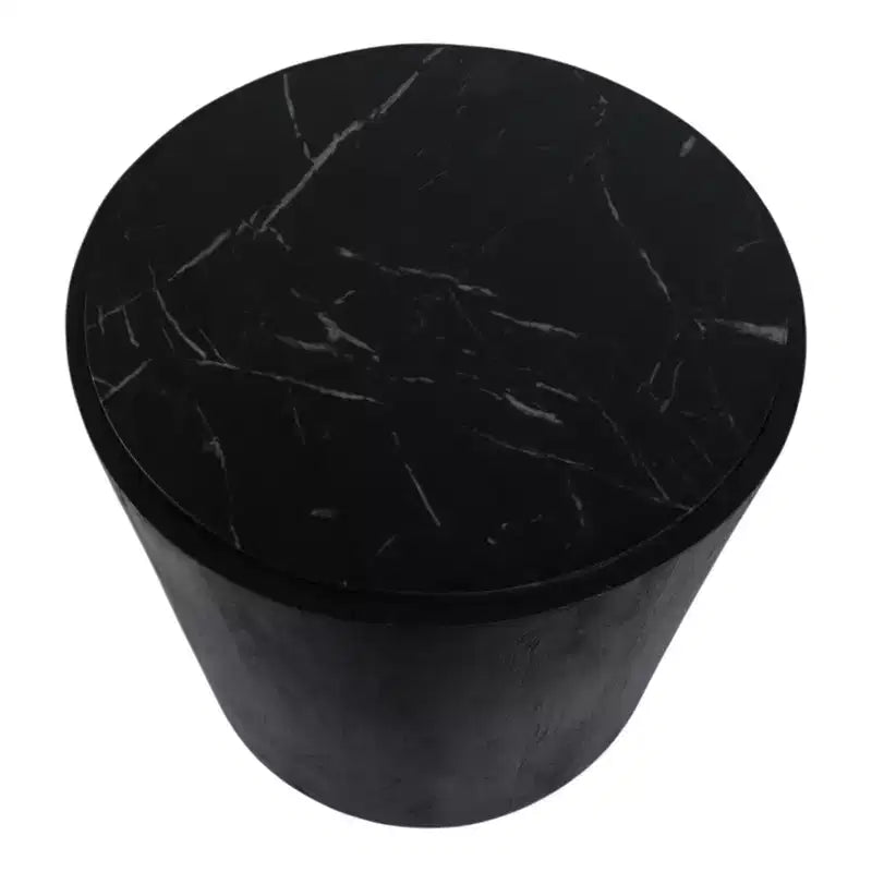 Modern Stone & Mango Wood Accent Table with Sleek Marble Top, Contemporary Round Design, Durable Solid Wood Base for Stylish Home Decor