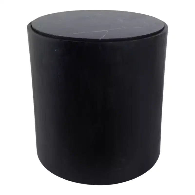 Modern Stone & Mango Wood Accent Table with Sleek Marble Top, Contemporary Round Design, Durable Solid Wood Base for Stylish Home Decor