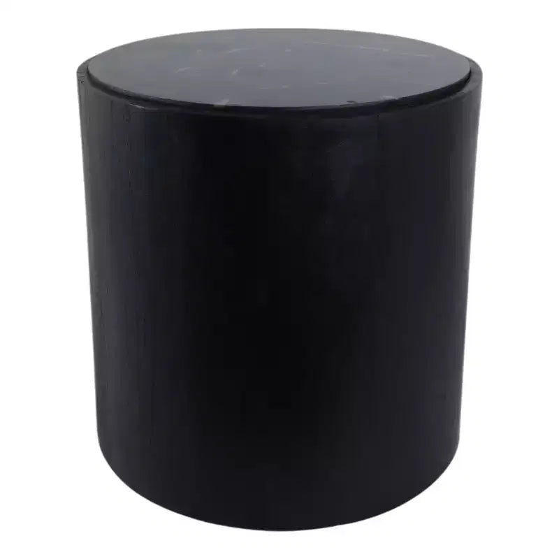 Modern Stone & Mango Wood Accent Table with Sleek Marble Top, Contemporary Round Design, Durable Solid Wood Base for Stylish Home Decor