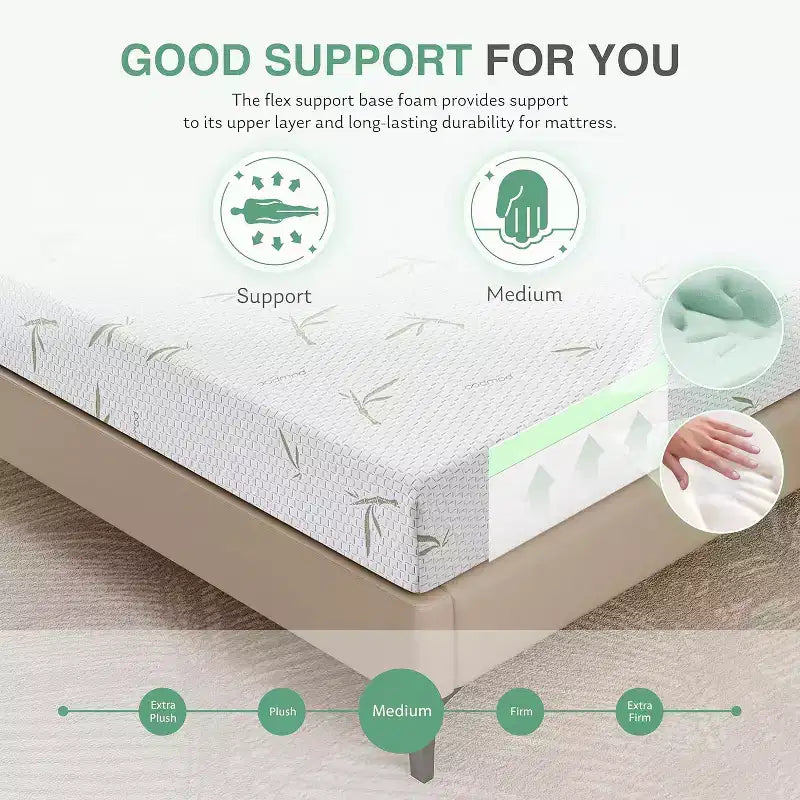 8 10 Inch Memory Foam Mattress in a Box Medium Firm Gel Foam with Cooling Bamboo Cover Fiberglass-Free CertiPUR-US Certified Bed