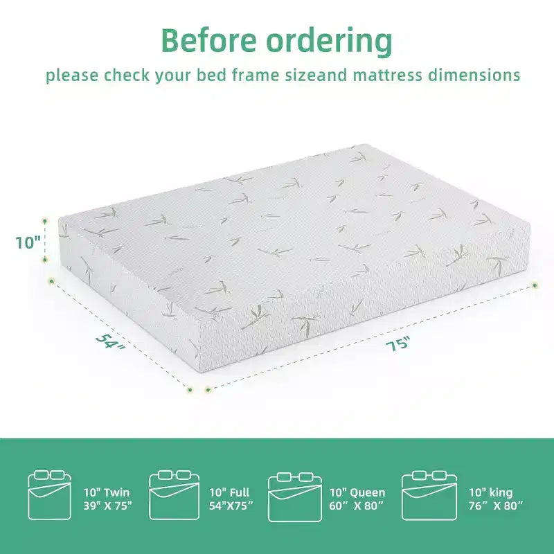 8 10 Inch Memory Foam Mattress in a Box Medium Firm Gel Foam with Cooling Bamboo Cover Fiberglass-Free CertiPUR-US Certified Bed