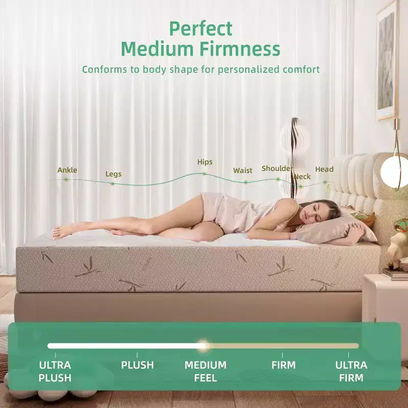 8 10 Inch Memory Foam Mattress in a Box Medium Firm Gel Foam with Cooling Bamboo Cover Fiberglass-Free CertiPUR-US Certified Bed