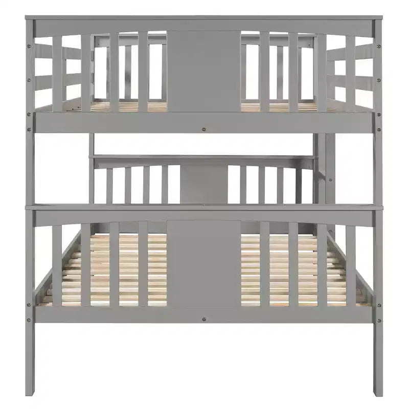 Full over Full Bunk Bed for Kids, Full Size Bunk Bed Frame with Guard Rail for Bedroom Dorm