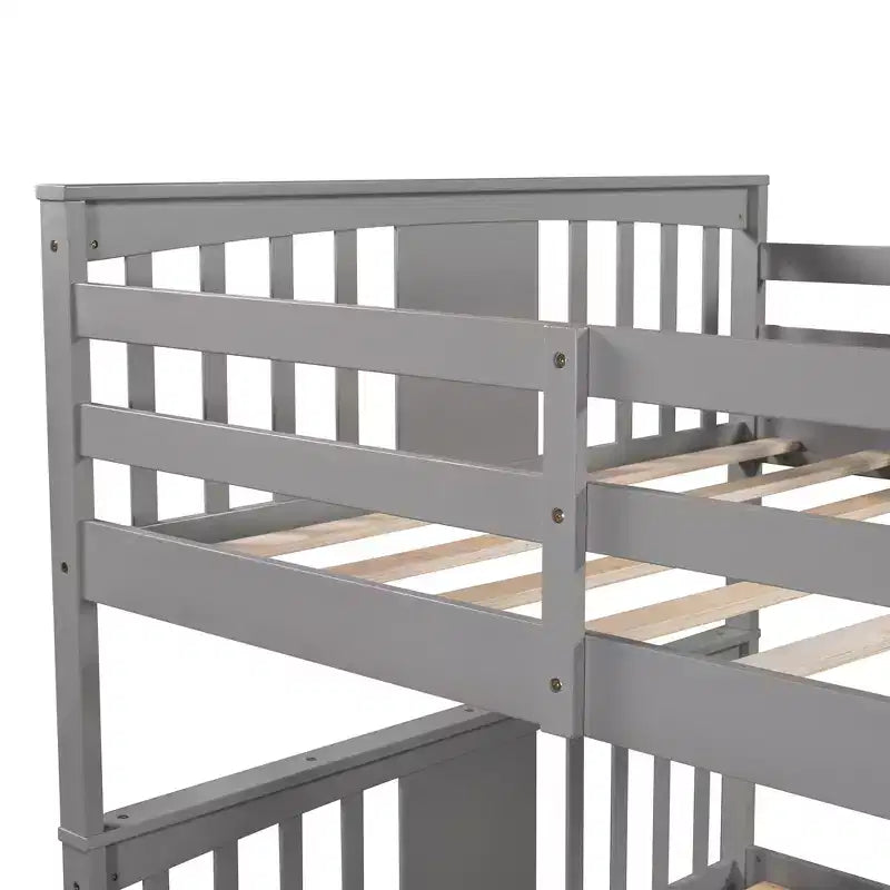 Full over Full Bunk Bed for Kids, Full Size Bunk Bed Frame with Guard Rail for Bedroom Dorm
