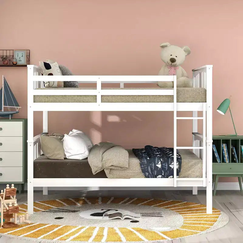Full over Full Bunk Bed for Kids, Full Size Bunk Bed Frame with Guard Rail for Bedroom Dorm