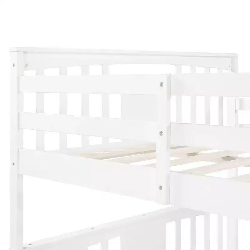 Full over Full Bunk Bed for Kids, Full Size Bunk Bed Frame with Guard Rail for Bedroom Dorm