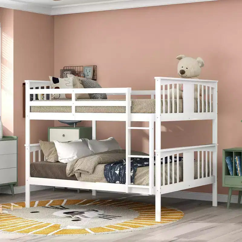 Full over Full Bunk Bed for Kids, Full Size Bunk Bed Frame with Guard Rail for Bedroom Dorm