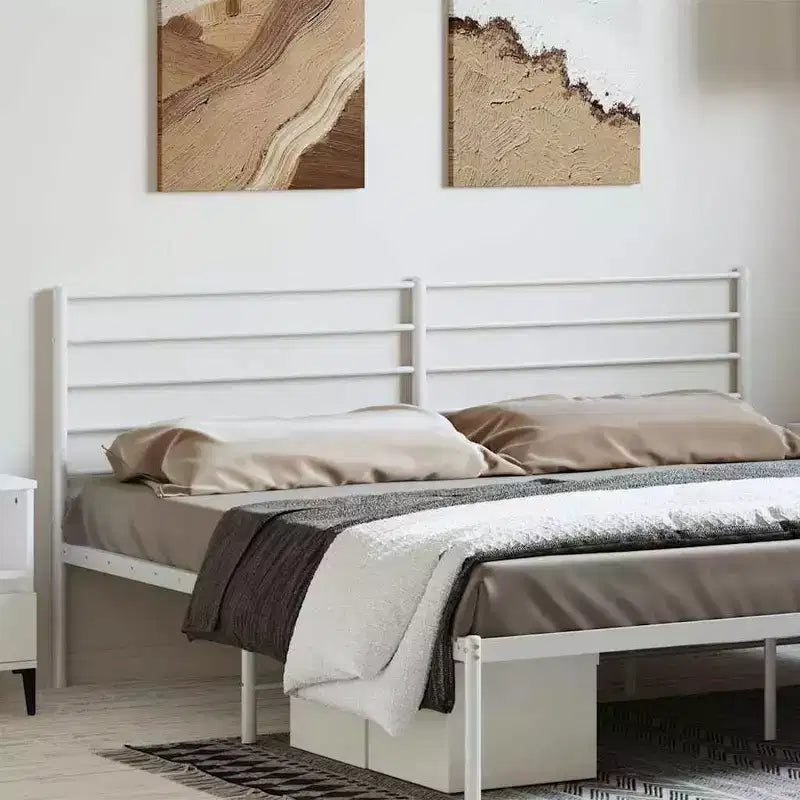vidaXL Durable Metal Headboard for California King Size Beds, Easy Assembly, Modern Style White