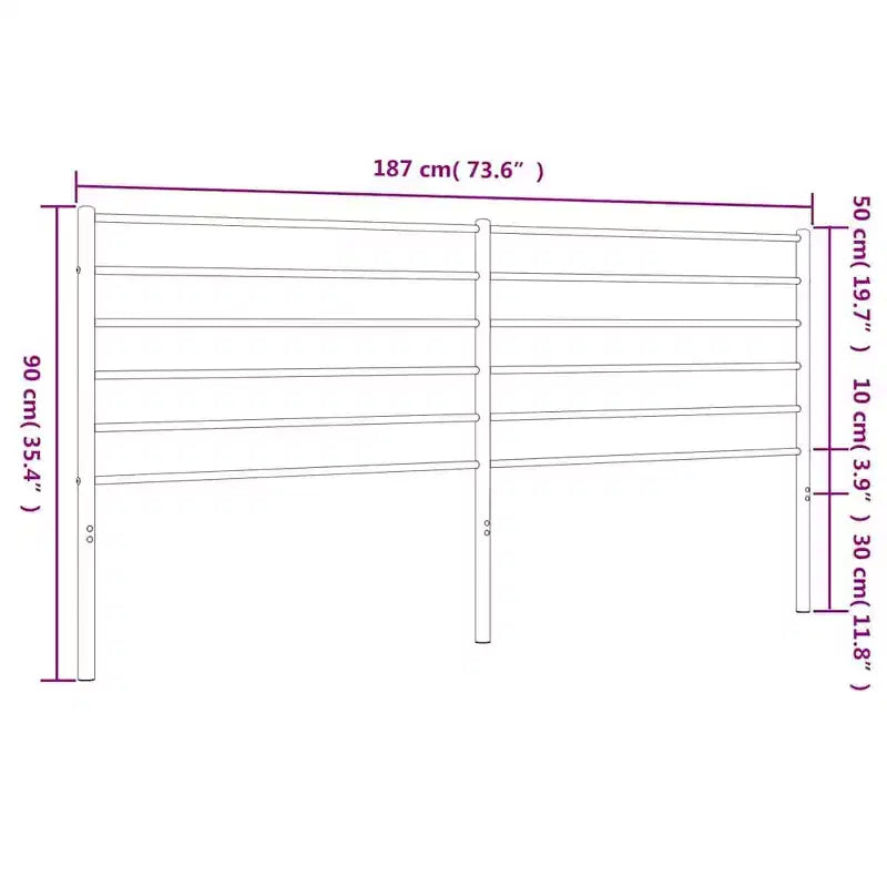 vidaXL Durable Metal Headboard for California King Size Beds, Easy Assembly, Modern Style White