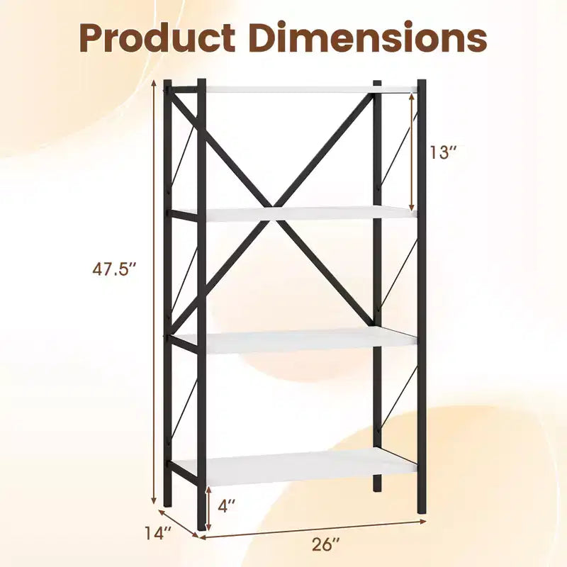 Costway 4-Tier Bookshelf Industrial Bookcase w/Heavy-Duty Metal Frame for Living Room