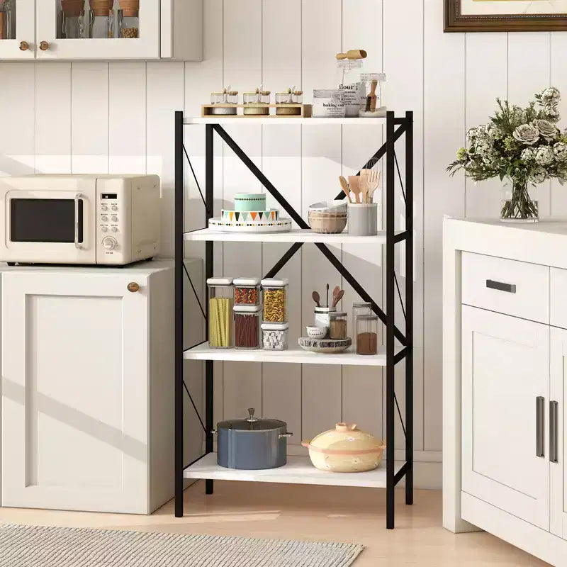 Costway 4-Tier Bookshelf Industrial Bookcase w/Heavy-Duty Metal Frame for Living Room