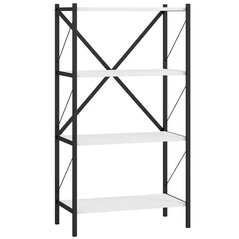 Costway 4-Tier Bookshelf Industrial Bookcase w/Heavy-Duty Metal Frame for Living Room