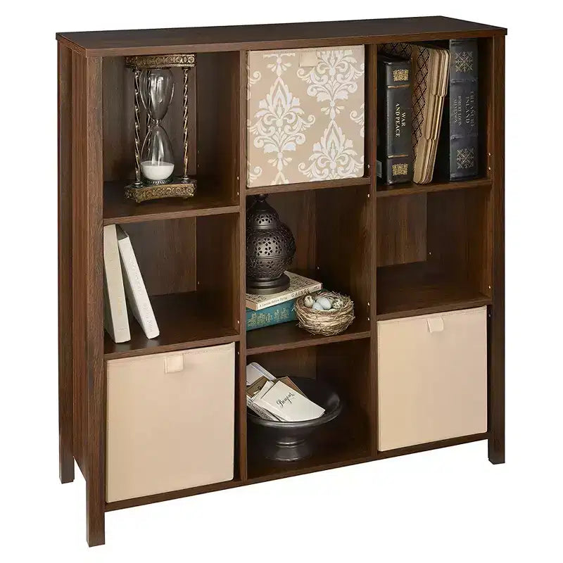 ClosetMaid Wooden Adjustable 9 Cube Organizer Bedroom Storage Cubicle Shelf Bookcase for Home Organization, Dark Chestnut
