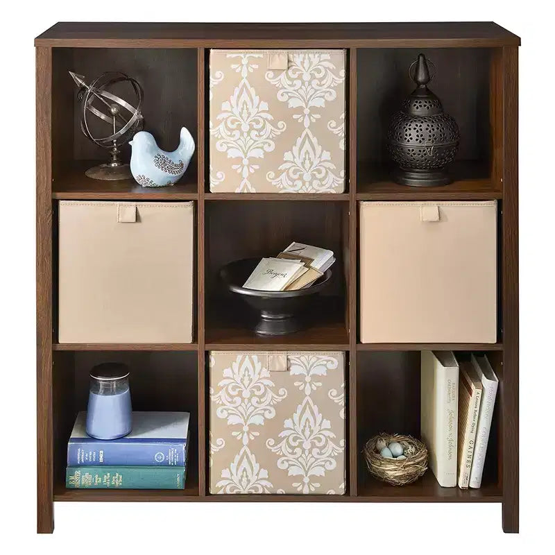 ClosetMaid Wooden Adjustable 9 Cube Organizer Bedroom Storage Cubicle Shelf Bookcase for Home Organization, Dark Chestnut