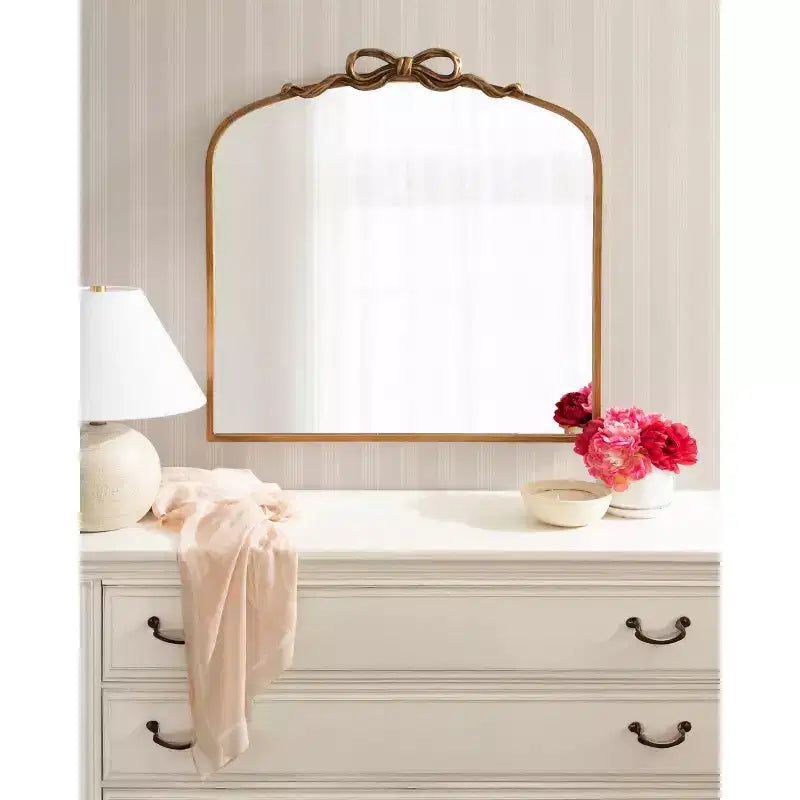 Kate and Laurel Arendahl Ribbon Arched Mirror, Gold, 28x30