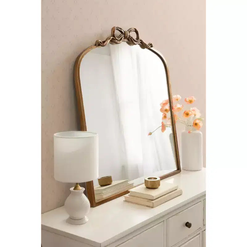 Kate and Laurel Arendahl Ribbon Arched Mirror, Gold, 28x30