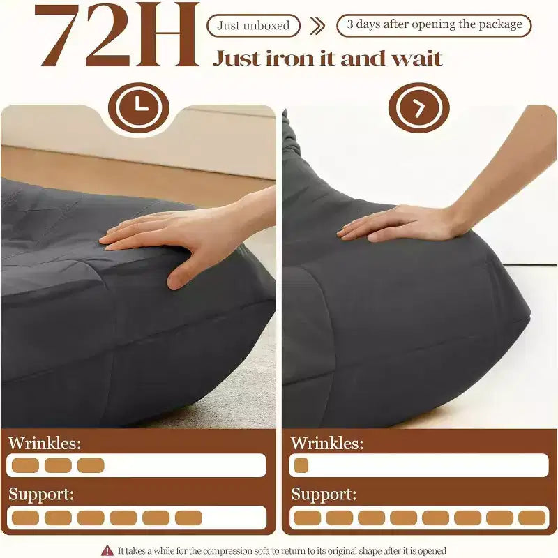 Giant Bean Bag Chair Lazy Floor Sofa, Memory Foam Fireside Sofa for Adults, Big Beanbag Faux Leather Armless Chair for Living Room Bedroom Dorm Office
