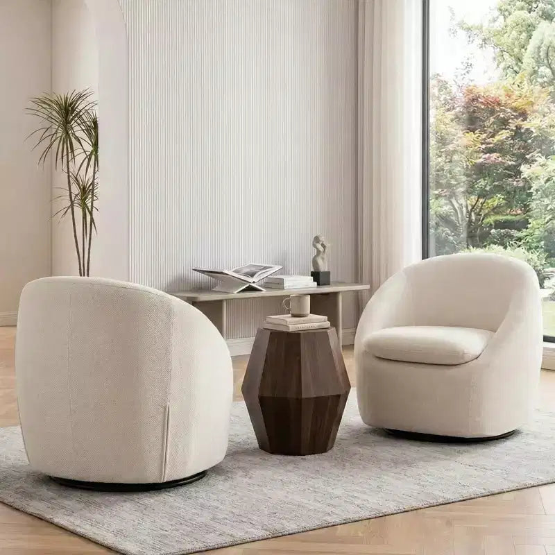 Bekrvio Swivel Accent Chair, Chenille Upholstered Barrel Chair with Thick Cushion, Modern Lounge Chair with Metal Base for Living Room Bedroom