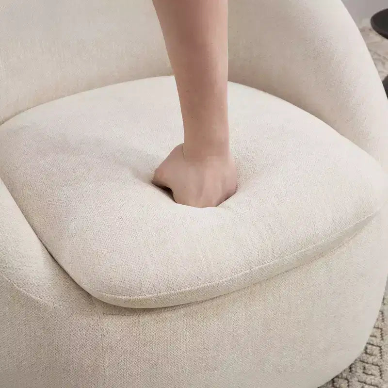 Bekrvio Swivel Accent Chair, Chenille Upholstered Barrel Chair with Thick Cushion, Modern Lounge Chair with Metal Base for Living Room Bedroom